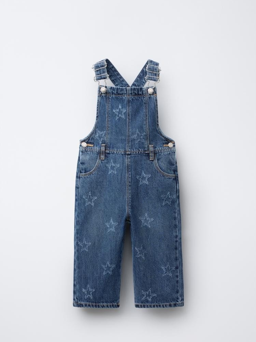 Zara DENIM DUNGAREES WITH EMBROIDERED STARS